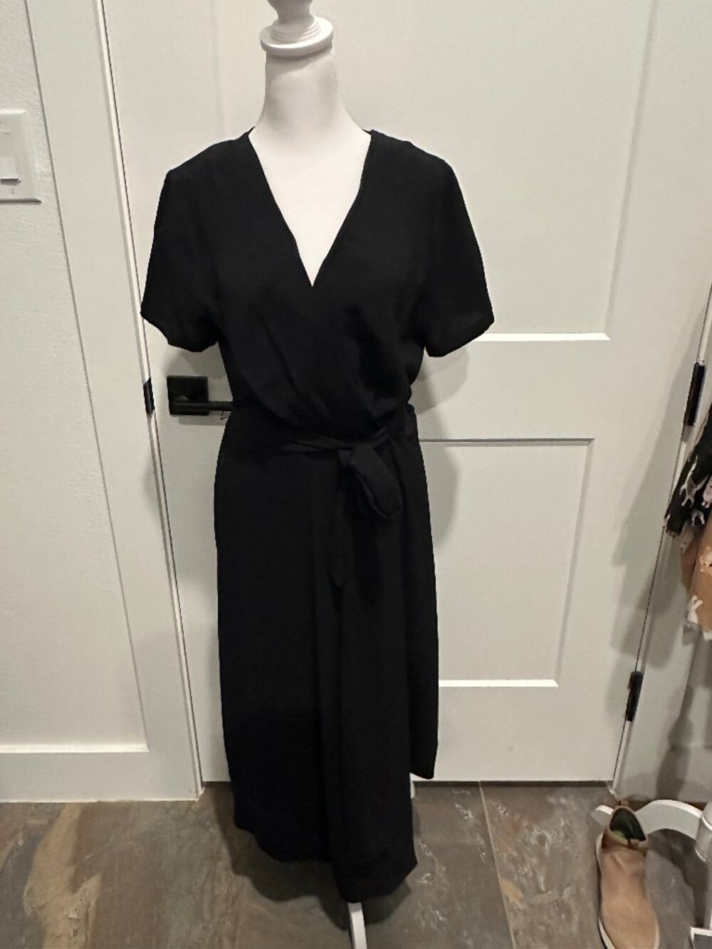 Calvin Klein Short Sleeved Black Faux Wrap Dress Size 6